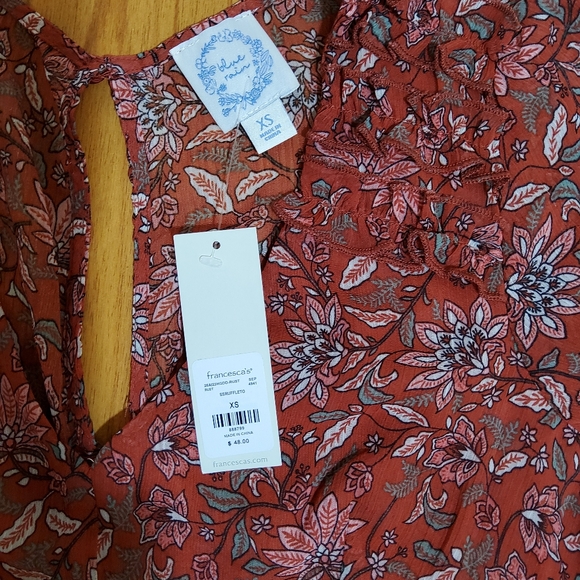 Francesca's Christiana Red Mixed Floral Paisley Mini Dress Size XS - Picture 10 of 12